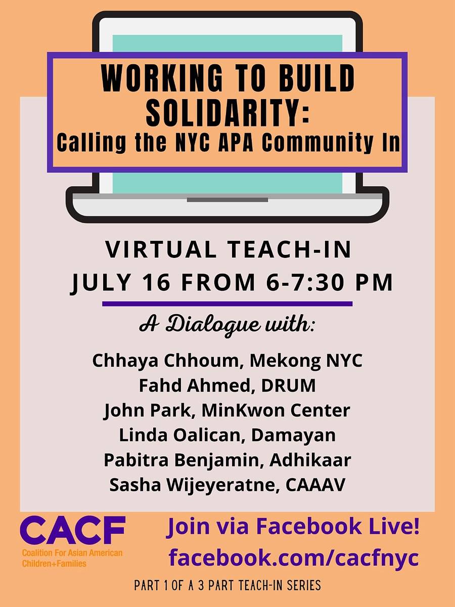 Working to Build Solidarity Calling the NYC APA Community In Asian