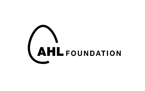 Black outline of an egg and text representing the AHL Foundation logo