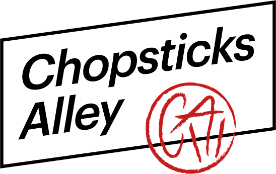 Black and red graphic representing the Chopsticks Alley Art logo