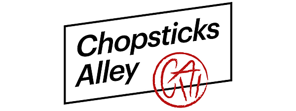 Black and red graphic representing the Chopsticks Alley Art logo